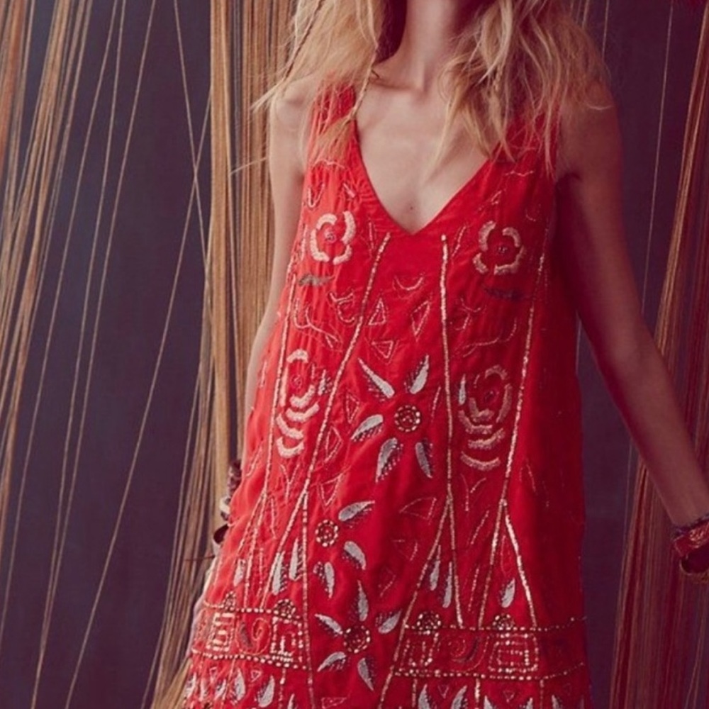 Free People Secret Garden Sequin Shift Dress - Picture 4 of 7